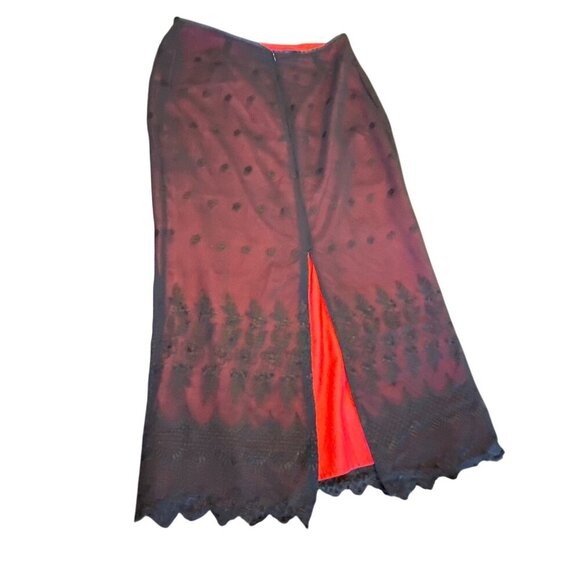 Leilei Womens Red Black Floral Lace Overlay Skirt Size 12 Dark Fairy Whimsygoth - Picture 4 of 4